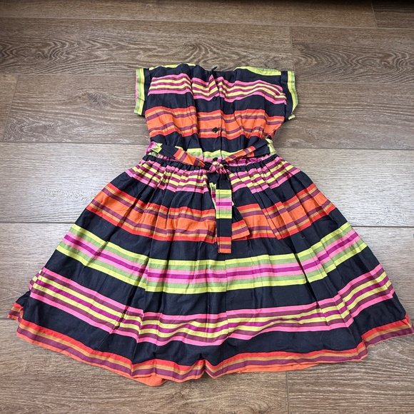 Tea Collection Girls Striped Short Sleeve Dress Sz 6 Fall, Back to School, Lined - Picture 9 of 11